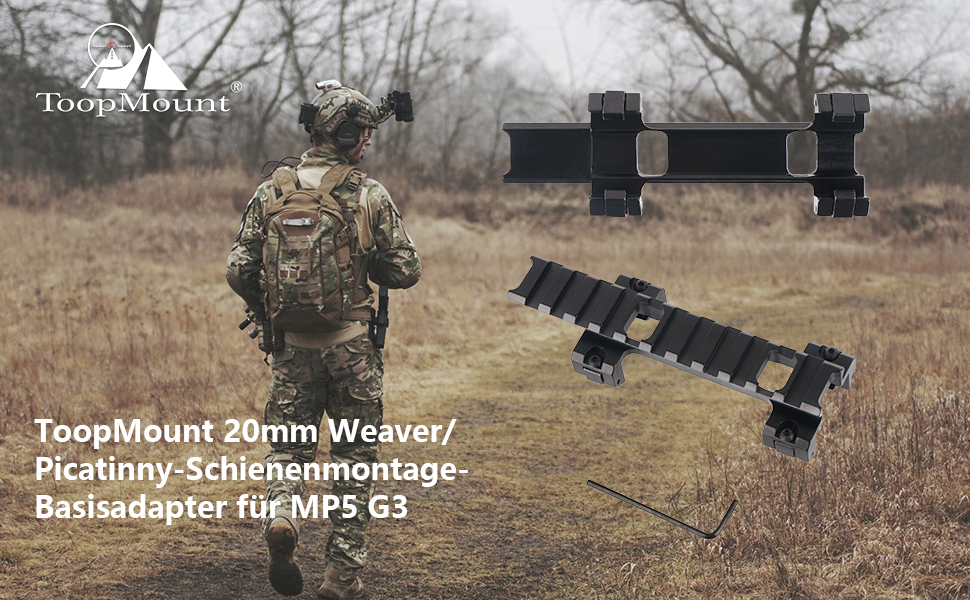 ToopMount Picatinny Low Profile Rail Aluminium 20mm Weaver/Picatinny Rail Mount für MP5 G3