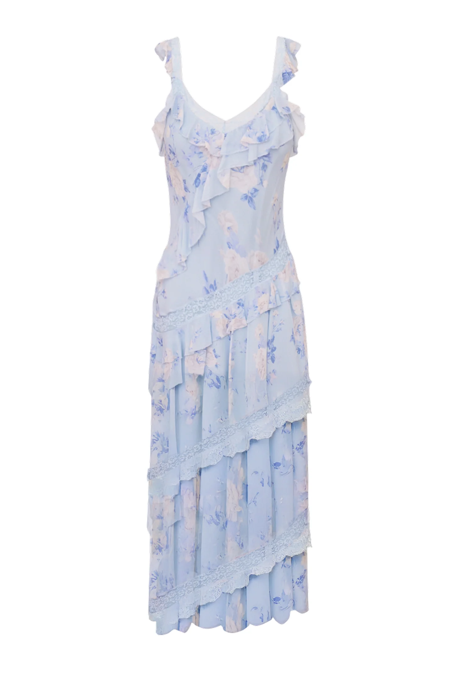 Radiance Fragrance Print Maxi Dress - WHISPER BLUE