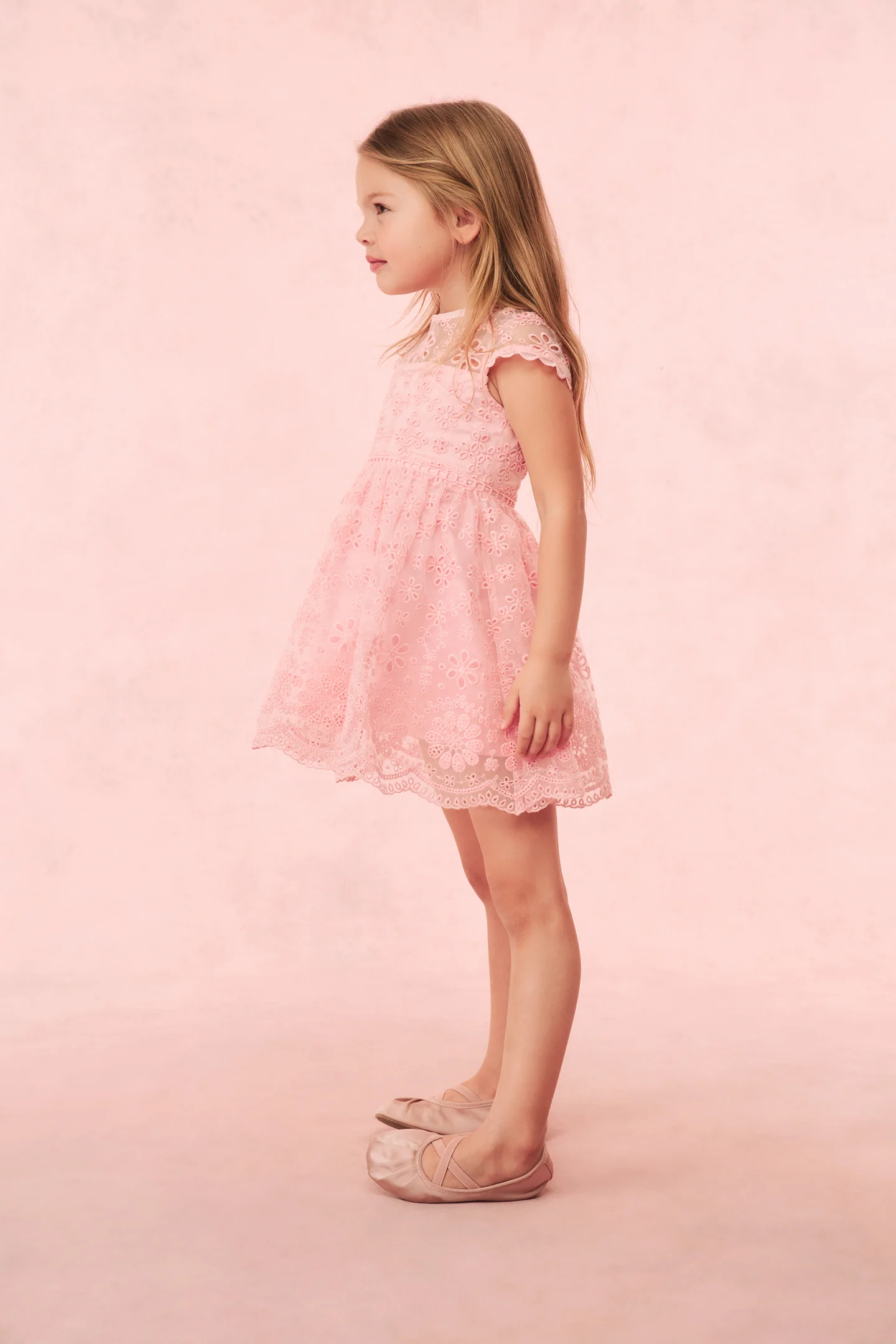 Girls Kappy Floral Eyelet Dress