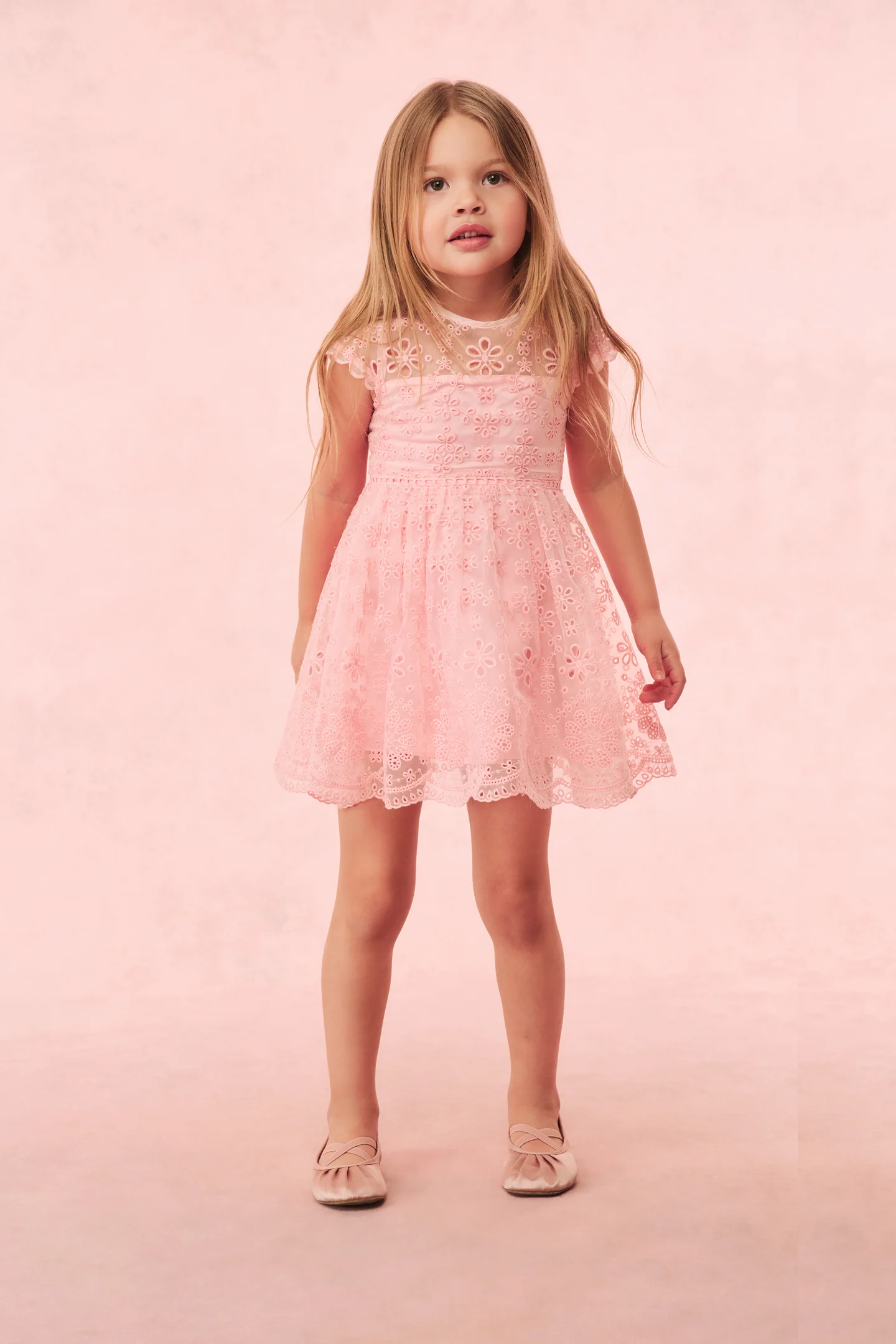 Girls Kappy Floral Eyelet Dress