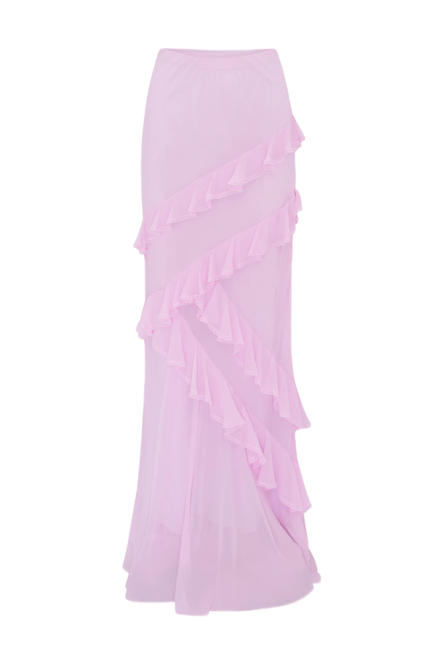 Mitnessa Chiffon Ruffle Maxi Skirt
