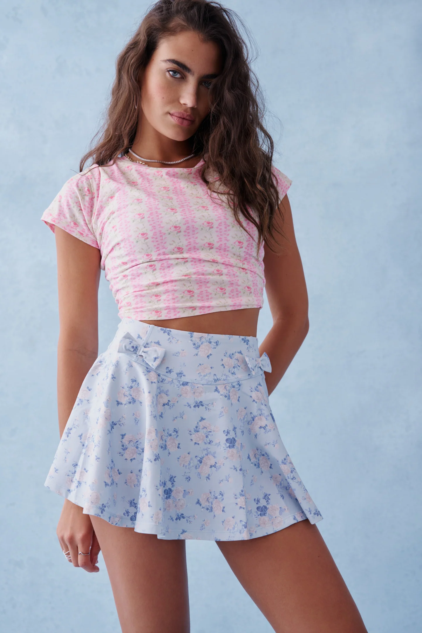 Corene Floral Active Skort - WHISPER BLUE