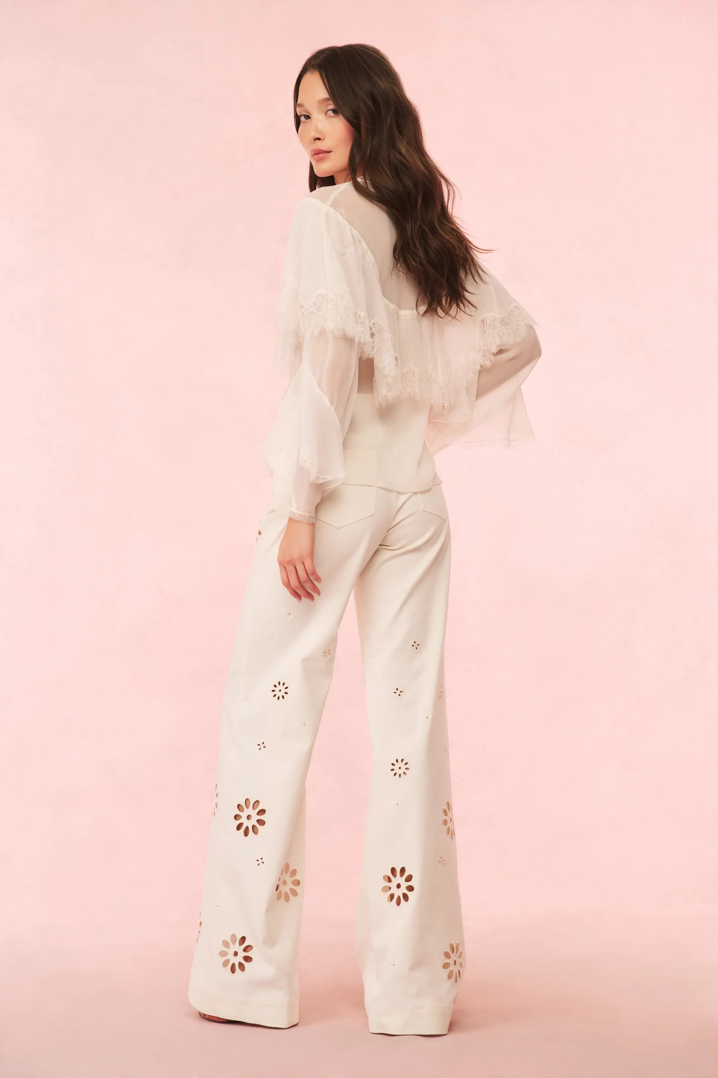 Carolette Eyelet Wide-Leg Pants