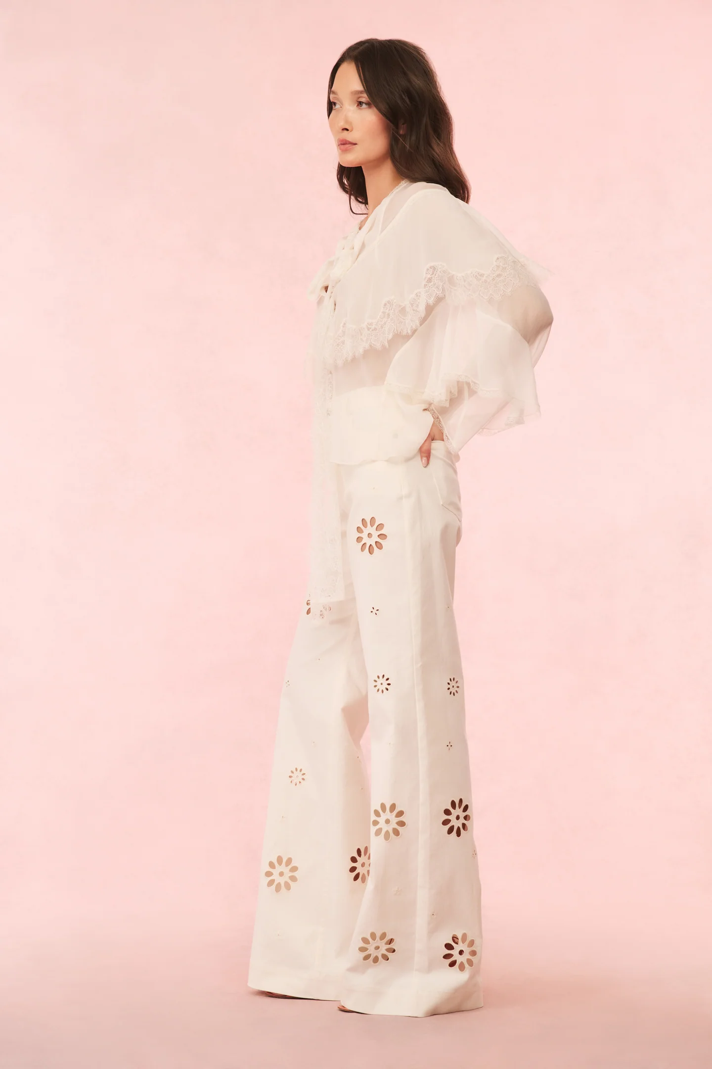 Carolette Eyelet Wide-Leg Pants