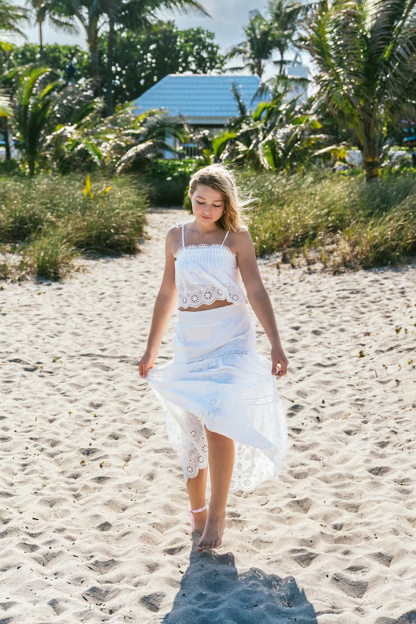 Girls Caelia Eyelet Lace Maxi Skirt