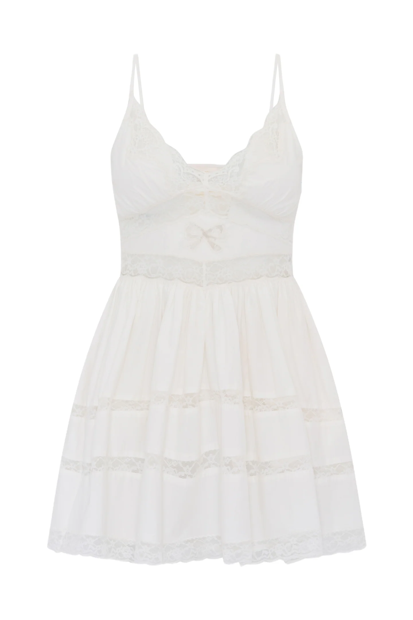 Zima Cotton Lace Bow Mini Dress