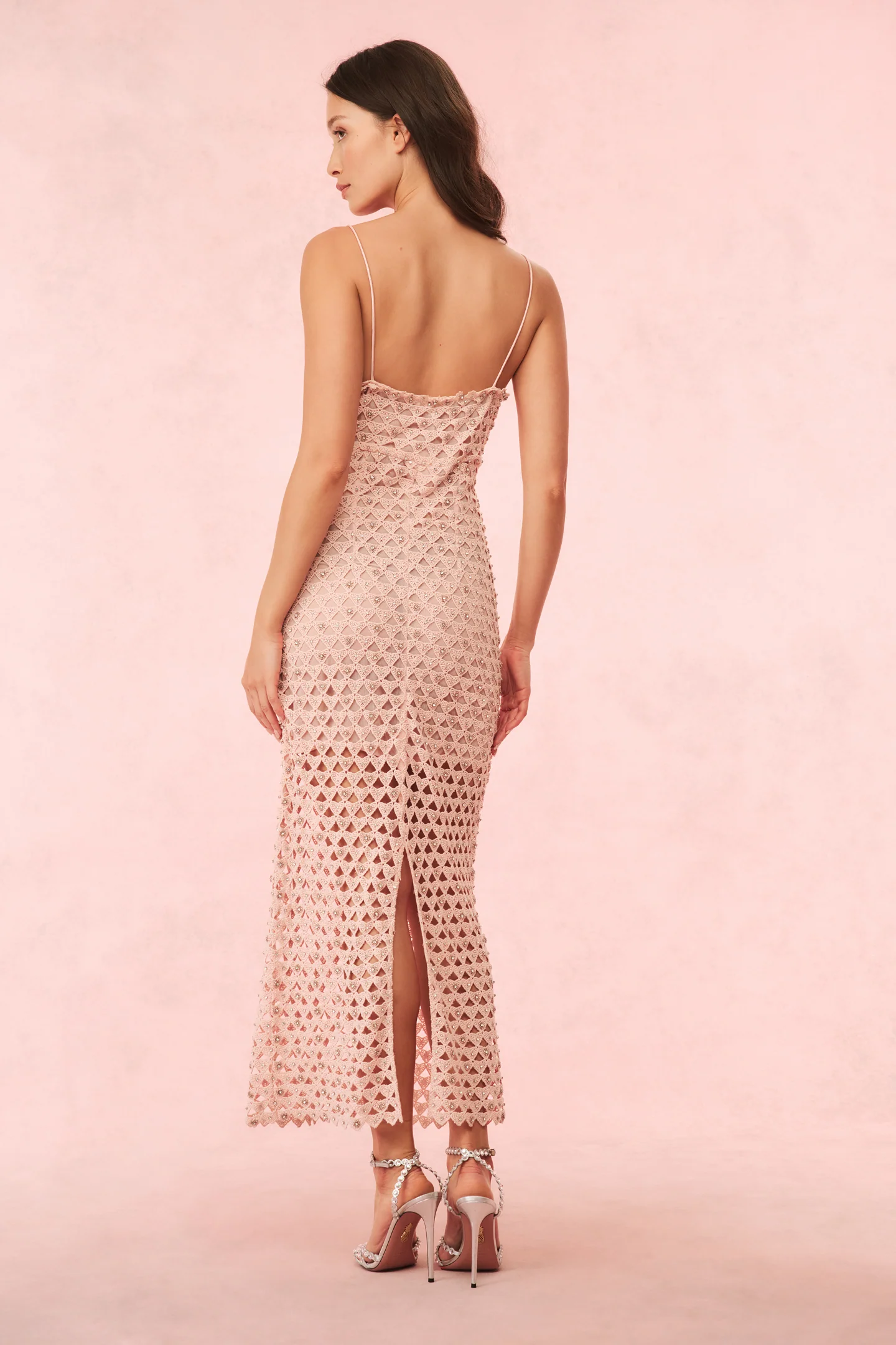 Lunaria Rhinestone Cotton Lace Maxi Dress