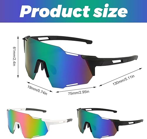 XEERUN Sonnenbrille Fahrradbrille, 2 Stück Sport Sonnenbrille Herren Damen, Polarisierte Sonnenbrille Sportbrille, UV400 Schutz Schutzbrille Schnelle Brille Sport Laufbrill für Outdooraktivitäten