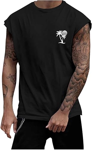 T-Shirts Männer Hemd Kurzarm Bluse Tops Herren Sommer Loose Trendy Ärmelloses Sports Home Ärmelloses T-Shirt