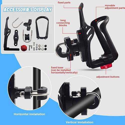 NAROSEBE Fahrrad Flaschenhalter Kunststoff Wasserflaschenhalter 360 Grad Rotation Einstellbare Getränkehalter Fahrrad Trinkflaschenhalter für Fahrrad Mountainbikes Rennrad Kinderwagen