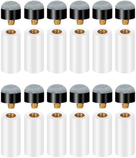 iguTrail 12 Stück Billard Queue Spitzen Ersatz Schraubspitzen mit Ferrule 12mm Grau | Billard Zubehör Set für Billardstöcke & Pool Queues
