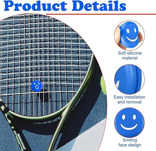 SNONESIY 12 Stück Tennis Dämpfer Lustig,Tennis-Vibrationsdämpfer,Tennis Zubehör,Elastisches Silikonmaterial,Interessantes Ausdrucksdesign,Effektive Stoßdämpfung,Geeignet für Tennisschläger