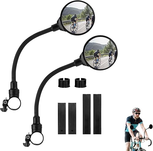 2 Stück Rückspiegel Fahrrad Rückspiegel, Fahrradspiegel 360°Einstellbar und Drehbar, Fahrrad Spiegel Fahrradrückspiegel Mirror für 22-32mm Lenker für FahrradMountainbike Rennräder