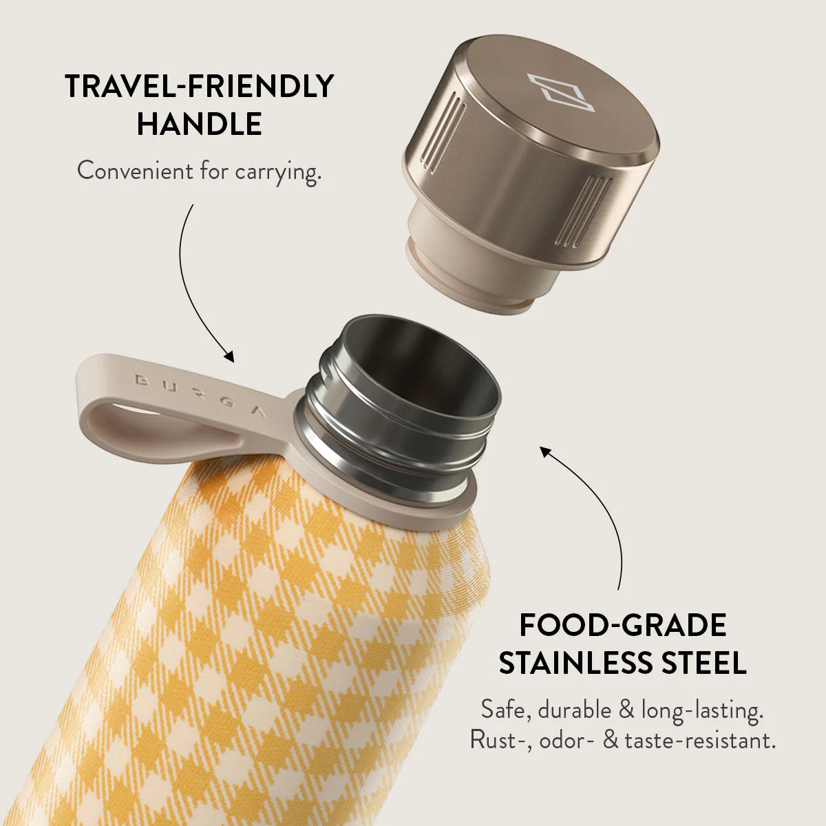 Tuscan Sun - Yellow Plaid Water Bottle