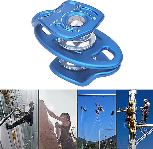 Doppelte Umlenkrolle aus Metall, seitlich schwingende doppelte Umlenkrolle Professionelles Design, gleichmäßige Kraft mit glatter Oberfläche und stark für den Transport beim Klettern und