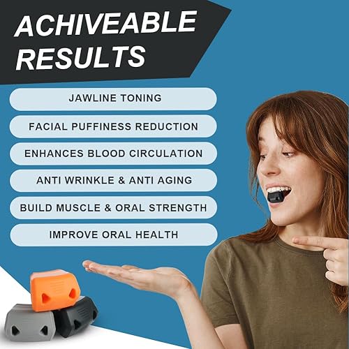 Flintronic Jawline Trainer, Silikon Kiefertrainer, Kiefermuskeltrainer, Kiefer Exerciser für Männer und Frauen, Jaw Exerciser mit 3 Wiederstandsstufen, Gesichtsmuskeltrainer für Toning Gesicht Formung