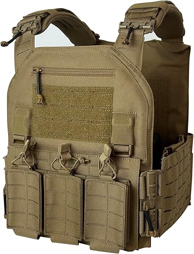 Drlmeio Taktischer Plattenträger 1000D Nylon mit 556 Magazintasche, Taktische Weste, Schnellverschluss-System Airsoft Weste, Verstellbarer MOLLE Platten Träger, Atmungsaktive Paintball Weste