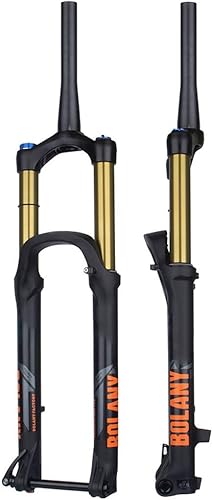 LUNJE 27,5 29 Mountainbike Federgabel Federweg 160mm XC/AM MTB Luftgabel Zugstufeneinstellung 1-1/2 Konische Gabel Steckachse 15 * 110mm Boost，mit Schloss (Color : Gold, Size : 27.5inch)