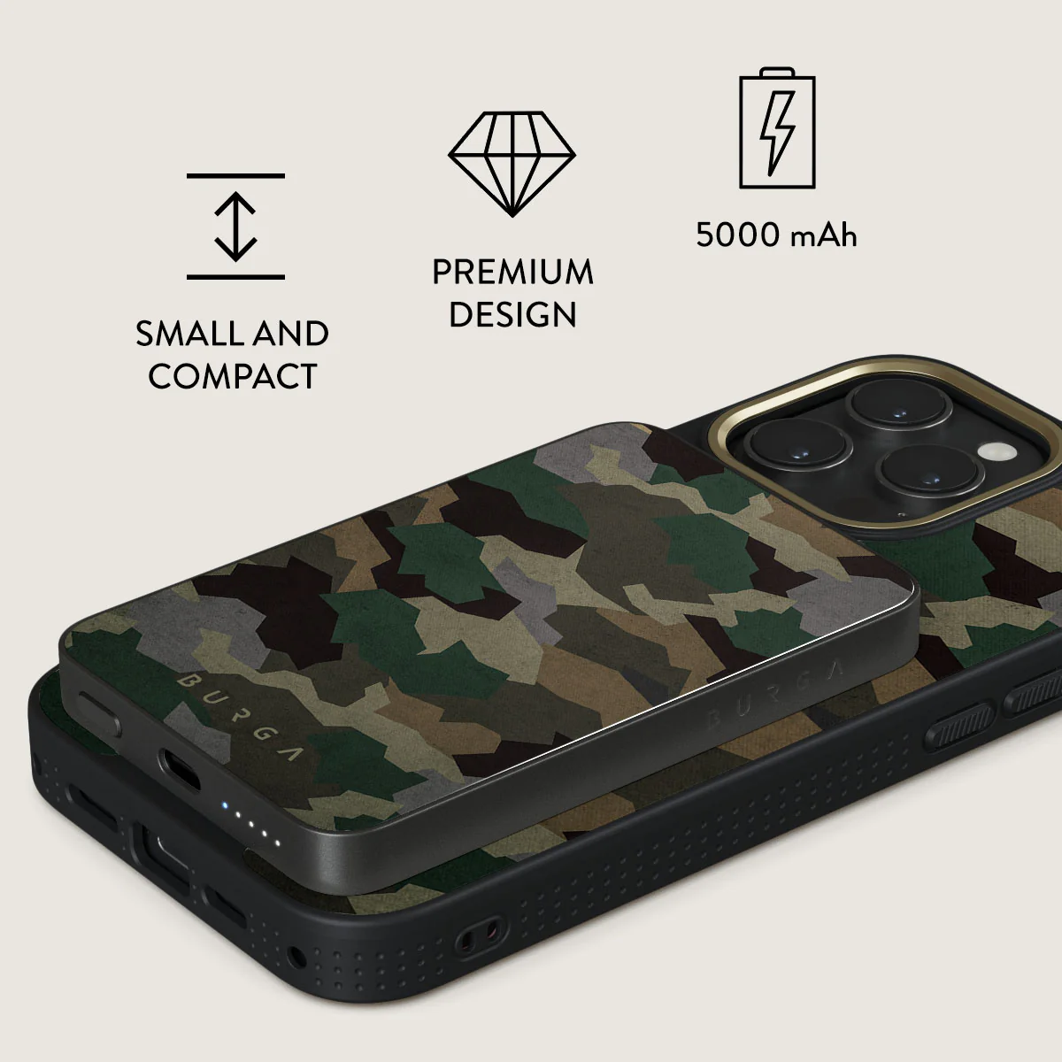 Tropical Green Camo - Magnetic Power Bank