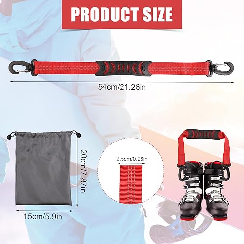 lasuroa 2stk Skischuh-Tragegurte mit Aufbewahrungstasche, Tragbare Ski-Tragegurte Rucksackgurte Ski-Schulterschlinge Skitasche Schultergurt Skate-Leine Rollschuh-Leine Ski-Zubehör