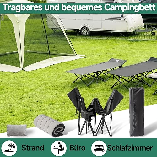 Flycoop Feldbett Klappbar mit Matratze und Kissen Campingbett 71cm/81cm Klappbett Camping Bett 204 kg Reisebett Erwachsene Gästebett für Garten Innen Outdoor Camping