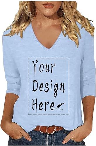 3/4 Arm Shirt Damen, Damen Tshirt Sommer Schwarz V Ausschnitt Dreiviertel Arm Shirt Grosse Grössen Einfarbig Women's T-Shirts Pullover Dreiviertelarm Tshirts T Shirts Sommershirt