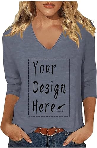 3/4 Arm Shirt Damen, Damen Tshirt Sommer Schwarz V Ausschnitt Dreiviertel Arm Shirt Grosse Grössen Einfarbig Women's T-Shirts Pullover Dreiviertelarm Tshirts T Shirts Sommershirt