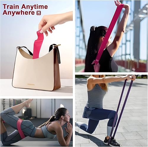 Fitnessbänder - Widerstandsbänder 5er-Set, Aus TPE-Material, 5 Widerstandsstufen, rutschfest und Elastisch, Mit Übungsanleitung & Tragebeutel, Ideal für Muskeltraining, Yoga und Re