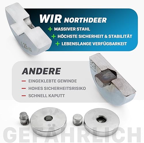 Northdeer STAHL Kurzhanteln - Ultrakompakte Einstellbare Hanteln 2,5kg 5kg 7,5kg 10kg 15kg 25kg mit Schaumstoff-Griff - Innovative Stahlhantel für Zuhause