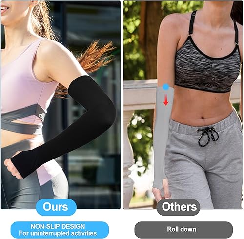 Psyqtsuary 4 Paar Anti UV Sonnenschutz Ärmel Kühlung Ärmlinge für Damen Armsleeve Armstulpen Sommer Sonnenschutz Arm Ärmel Herren Armstulpen UV Schutz für Damen Herren Volleyball Basketball