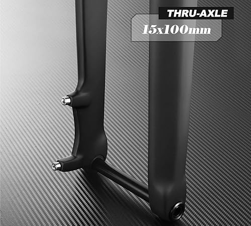 HESHUYAN Fahrrad Gabel 27.5er 29er Carbon Mountainbike Gabel 650B MTB Carbon Gabeln 15x 100mm Steckachse Verjüngt Starre Gabel Fahrrad Zubehör Fahrradgabeln(27.5er Black Matte)