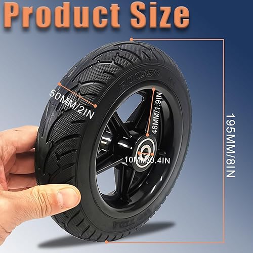 Mockotta 8 Zoll E Scooter Reifen,Voll Vorderrad 200x50 Scooter Reifen mit Nabescooter reifen,vollgummireifen e scooter,roller reifen,stunt scooter reifen, Ersatzräder für Scooter,Rutschfest, Stoßfest
