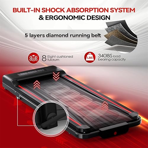 4 in 1 Laufband für Zuhause 12 km/h mit Neigung Walking Laufband Pad, Standardmodell 1-10 km/h, LED-Anzeige, Geräuscharme Laufbänder Fernbedienung für Zuhause und Büro