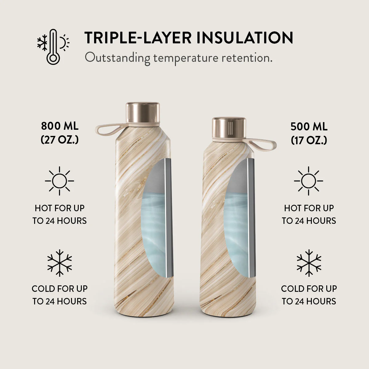 Full Glam - Beige Water Bottle