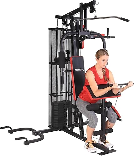SportPlus Kraftstation, Multifunktionale Fitnessstation inkl. Gewichte, verstellbare Sit-Up-Bank, Dip-Station, Liegestützgriffe, SP-HG-015, Black/Sun…