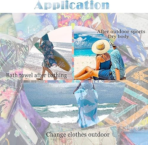 FANSU Badeponcho Strandtuch Mikrofaser Schnelltrockend Bademantel Poncho mit Kapuzen Duschtuch Handtuch Schwimmen Surfing Strand Tauchen für Damen Herren