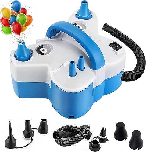 Elektrische Ballonpumpe mit 5 Düsen, Nestling 600W Protable Luftpumpe zum Aufblasen oder Entleeren von Luftmatratzen/Plantschbecken/Schwimmring etc