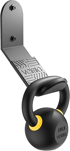 veimia Kettle Bell Wall Rack, Wall Mounted Kettle Bell Storage Hanger, Gym Storage Mount for Many Size Kettlebell, Kettlebell Rack with Rubber mat is Choice for Home or Commercial Gyms