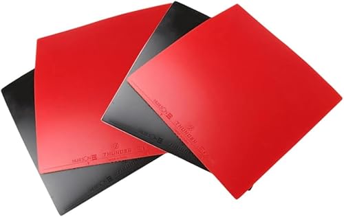 4 Stück Tischtennis Ersatzbelag, Tischtennis Gummi Blatt, Profi Wettkampf Schläger Gummi, für blitzschnellen Belagwechsel, 2,3 mm Schwamm, schwarz/Rot