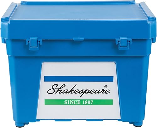 Shakespeare-Sitzkiste – stark wasserabweisend, große Aufbewahrungsmöglichkeit für Tackle – Doppelverriegelung, extra tiefer Deckel – für Salz- und Süßwasser
