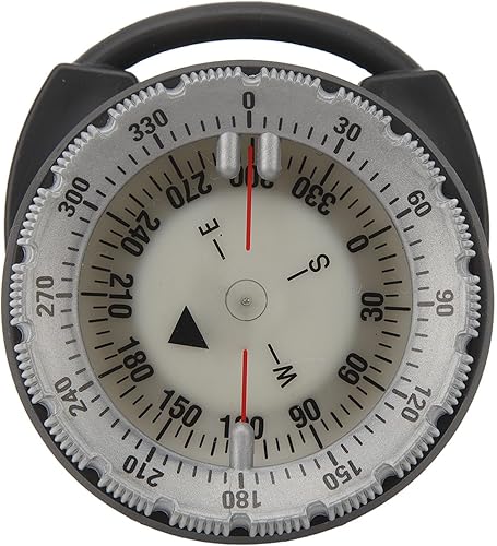 Fockety Unterwasserkompass, Leuchtender Wasserdichter Tauchkompass, 50 M Tiefennavigation mit Seitenfenster, Sichere Verbindung, Klemmhalterung für Tauchen, Wandern, Überleben