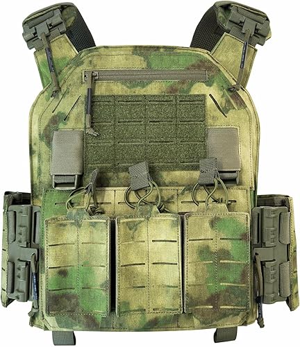 Drlmeio Taktischer Plattenträger 1000D Nylon mit 556 Magazintasche, Taktische Weste, Schnellverschluss-System Airsoft Weste, Verstellbarer MOLLE Platten Träger, Atmungsaktive Paintball Weste