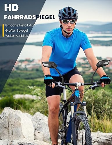 2024 Neuer Fahrradspiegel,UHD-Glas-Rückspiegel, Drehbar Einfache Installation Fahrrad Rückspiegel für Ebike Scooter Snowbike (Silber Rechts)