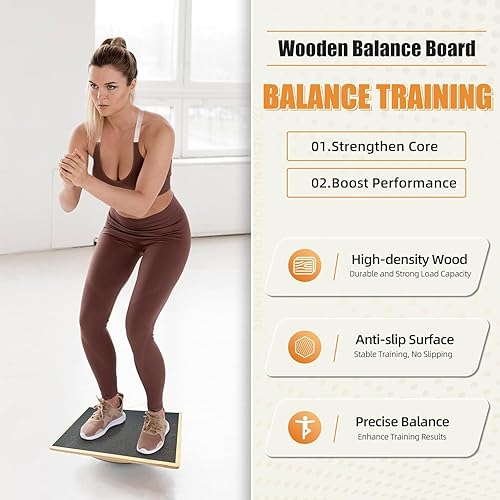 Wackelbrett, Sports Balance Board Holz, Wackelbrett mit rutschfestem Standfuß, Balancierbrett für unter dem Schreibtisch, Kernkraft, Stabilität, Balance Board Schreibtisch