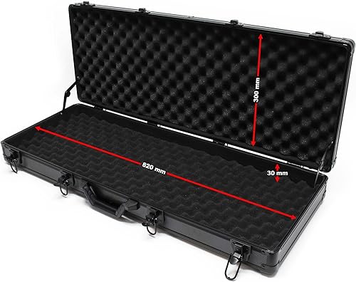 Wiltec Waffenkoffer verschließbar, Gewehrkoffer aus Aluminium, Pistolenkoffer mit Klappverschlüssen und Schlüssel