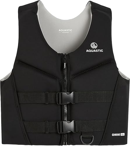 AQUASTIC Omni Schwimmweste Neopren – EN ISO 12402-5, 50N, Auftrieb, SUP Kajak Boot, Kinder & Erwachsene, Komfort Schnitt, Frontreißverschluss, D-Ring, Verstellbare Gurte, viele Größen