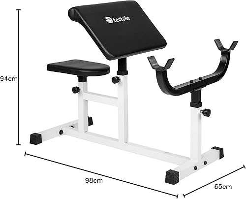 TecTake Bizeps Curl Hantelbank | Polster, Sitz und Ablage höhenverstellbar | 100 x 65 x 96 cm