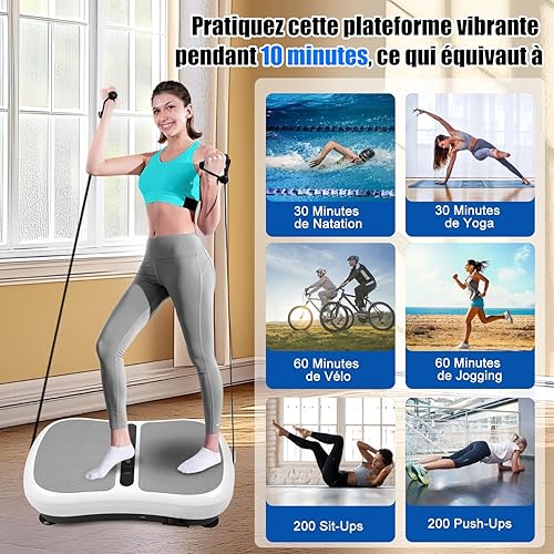 Power Plate Vibrationsplatte, Rüttelplatte Sport Fitnessgeräte für Zuhause, Bluetooth Lautsprecher, 99 Intensitätsstufen, 5 Trainingsprogrammes, Ganzkörpertraining, Muskelaufbau
