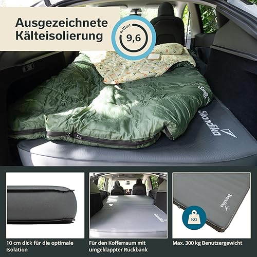 Skandika Premium Easy Isomatte Car 3D | Auto Matratze 10 cm dick, selbstaufblasend, leicht, faltbar, selbstfüllender Schaumstoff, Kofferraum, Gästematratze, Luftmatratze | Camping, Outdoor, Reisen