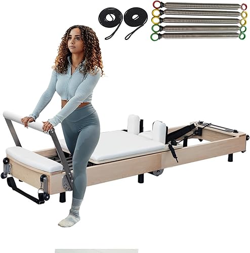 LVYWEX Pilates-Reformer-Maschine,Faltbar Multifunktionaler Pilates Reformer Machine Aus Holz FüR Zuhause Pilates Bett Mit Einstellbarer Intensitä FüR Krafttraining